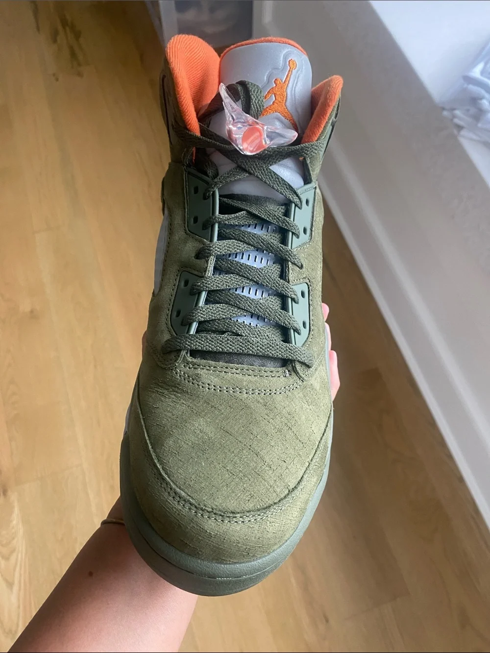 Jordan Olive Green and Orange Men’s Basketball Sneakers
